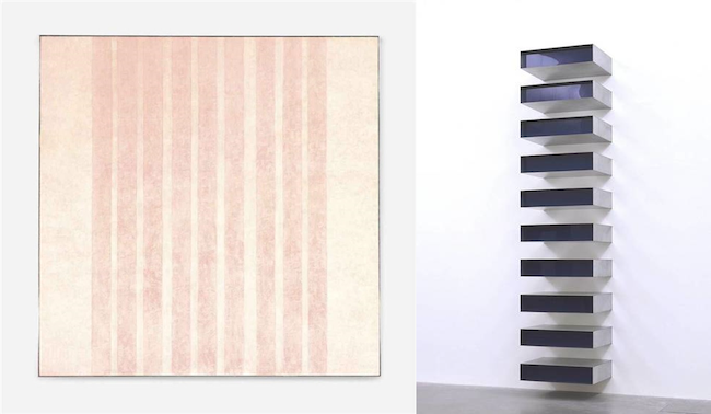 (Left) Agnes Martin, Untitled #13 (1975); (right) Donald Judd, Untitled (1980)